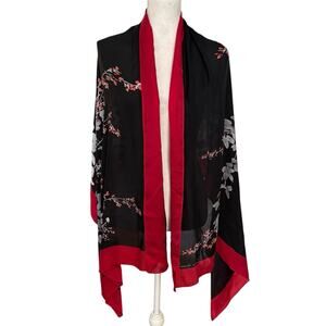 Tommy Bahama Floral Print Scarf Red Black